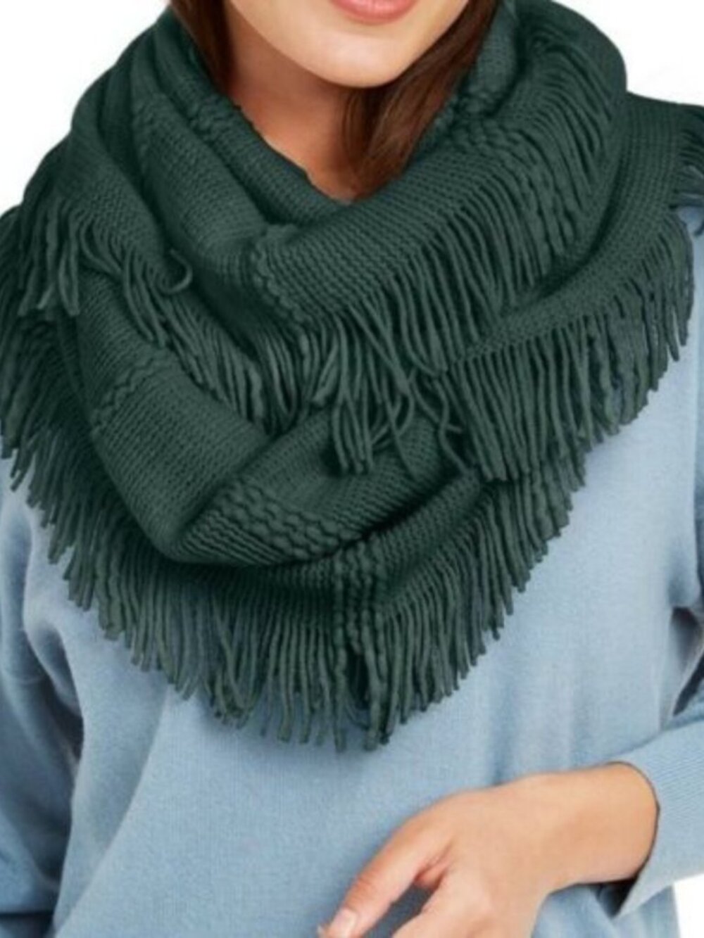 INC International Concepts Green Knit Loop Scarf